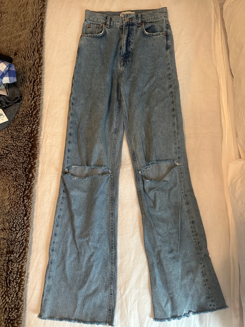 Zara 90s Full Length Wide Leg Distressed - Picture 6 of 6